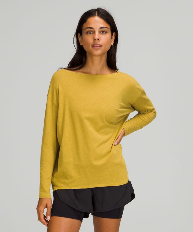 Tops Lululemon Back in Action Long Sleeve Mujer Dorados | 63517-SYRI