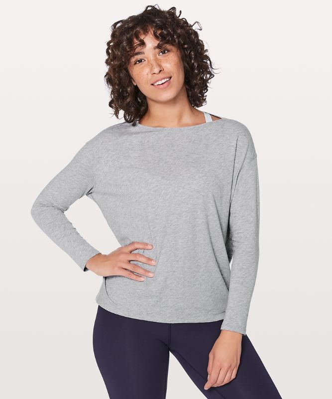 Tops Lululemon Back in Action Long Sleeve Mujer Grises Claro | 47325-DLYM