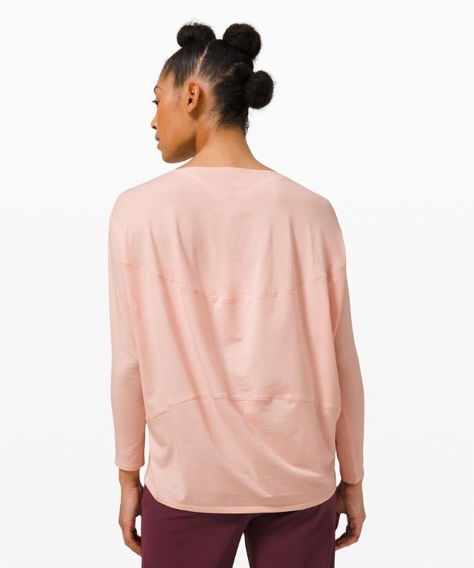 Tops Lululemon Back in Action Long Sleeve Mujer Rosas Blancos | 83794-PMHF