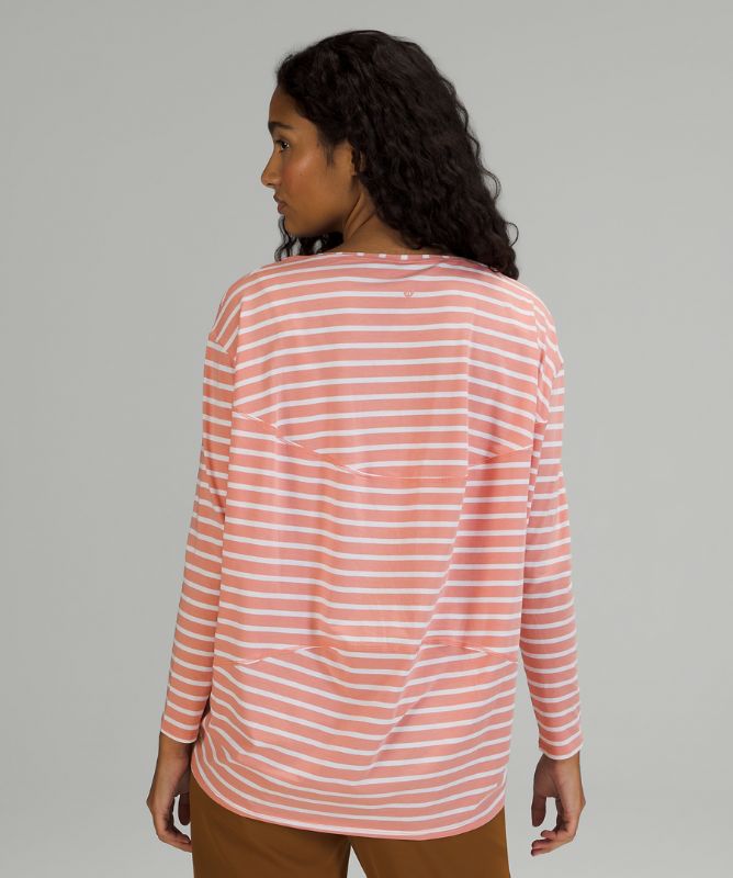 Tops Lululemon Back in Action Long Sleeve Mujer Rosas Blancos | 10827-TAMK