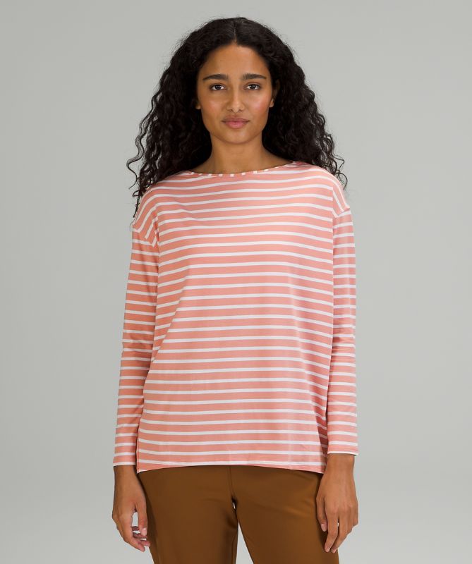 Tops Lululemon Back in Action Long Sleeve Mujer Rosas Blancos | 10827-TAMK