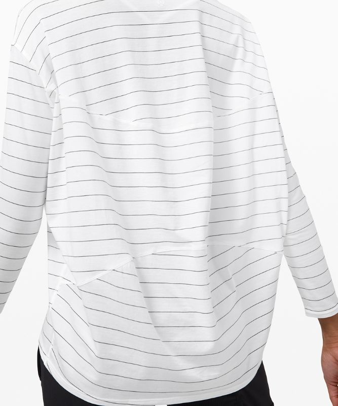 Tops Lululemon Back in Action Long Sleeve Mujer Blancos Negros | 58941-QUER