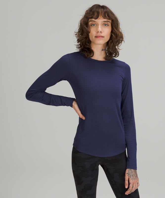 Tops Lululemon Hold Tight Long Sleeve Mujer Night Sea | 63519-DCXN