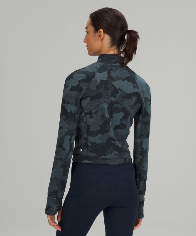 Tops Lululemon It's Rulu Run Cropped 1/2 Zip Mujer Camuflados Azul Marino Azules | 29560-FKUX