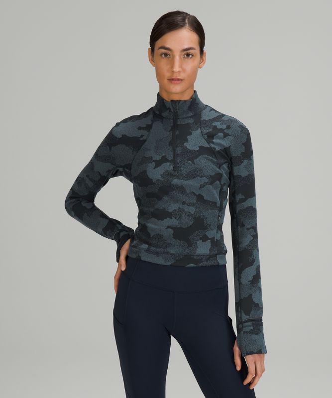 Tops Lululemon It\'s Rulu Run Cropped 1/2 Zip Mujer Camuflados Azul Marino Azules | 29560-FKUX