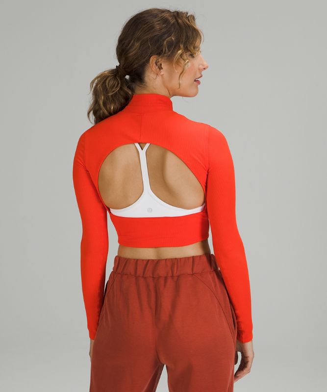 Tops Lululemon LA Open Back Mock Neck Long Sleeve Mujer Rojos | 05872-CVEK