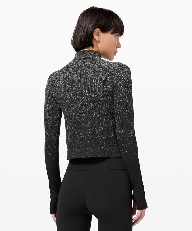 Tops Lululemon Rest Less Cropped 1/2 Zip Mujer Negros Blancos | 47059-PMEH