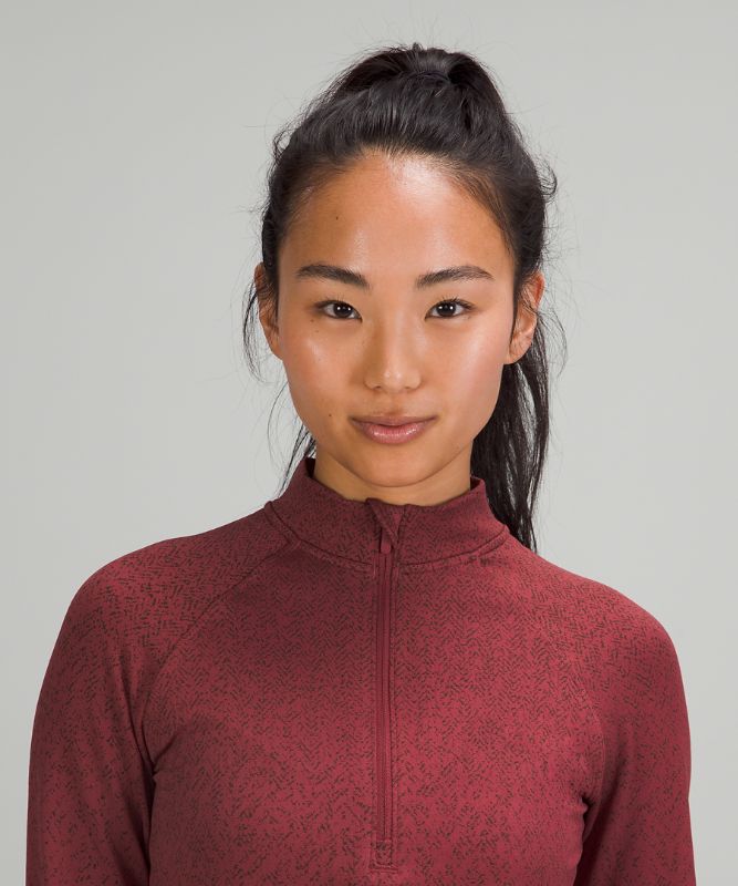 Tops Lululemon Rest Less Cropped 1/2 Zip Mujer Herringbone Fade Mulled Wine / French Press | 76354-LHIR