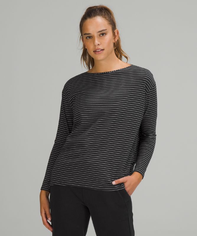 Tops Lululemon SKU:LW3FBUS Mujer Negros Blancos | 62901-IZGJ