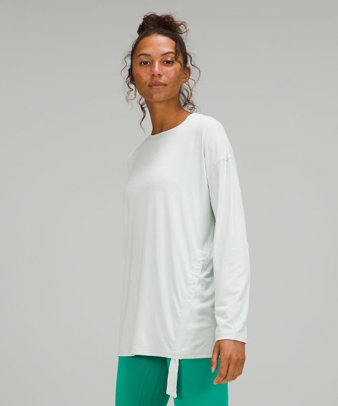 Tops Lululemon Side Cinch Long Sleeve Crew Mujer Ocean Air | 47621-IPTC