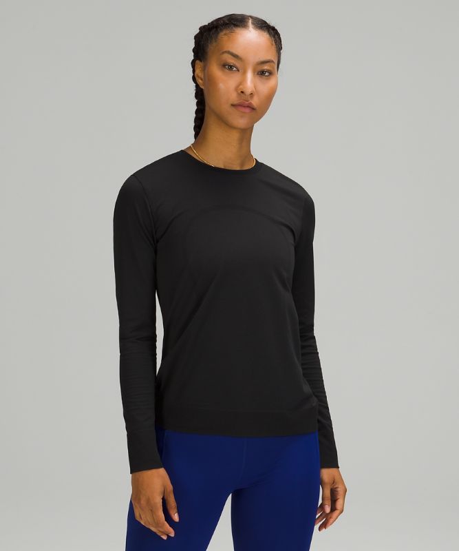 Tops Lululemon Swiftly Breathe Long Sleeve Mujer Negros Negros | 95347-IQVX