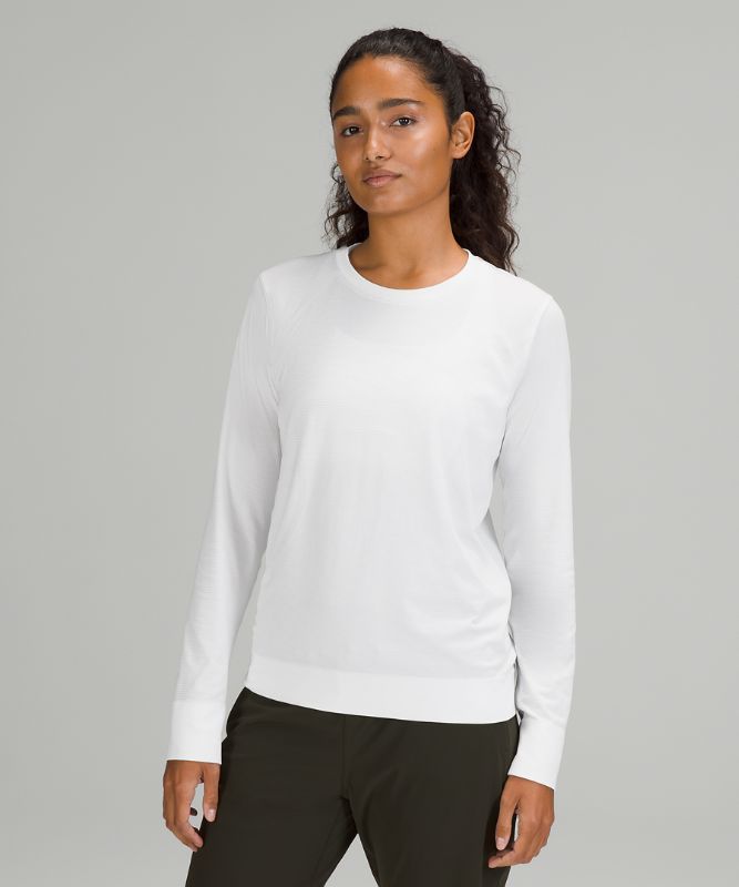 Tops Lululemon Swiftly Breathe Long Sleeve Mujer Blancos Blancos | 51206-NDRA