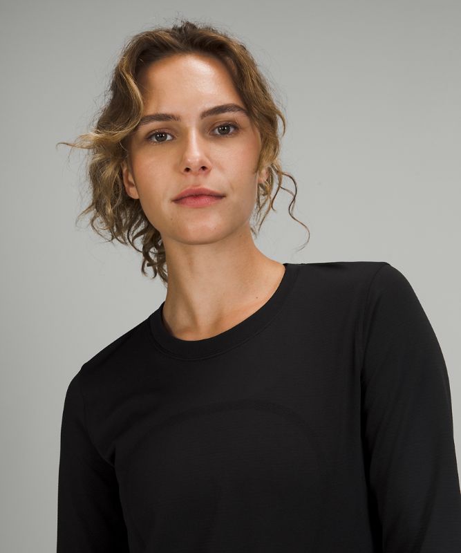 Tops Lululemon Swiftly Relaxed Long Sleeve Mujer Negros Negros | 81094-WUJE