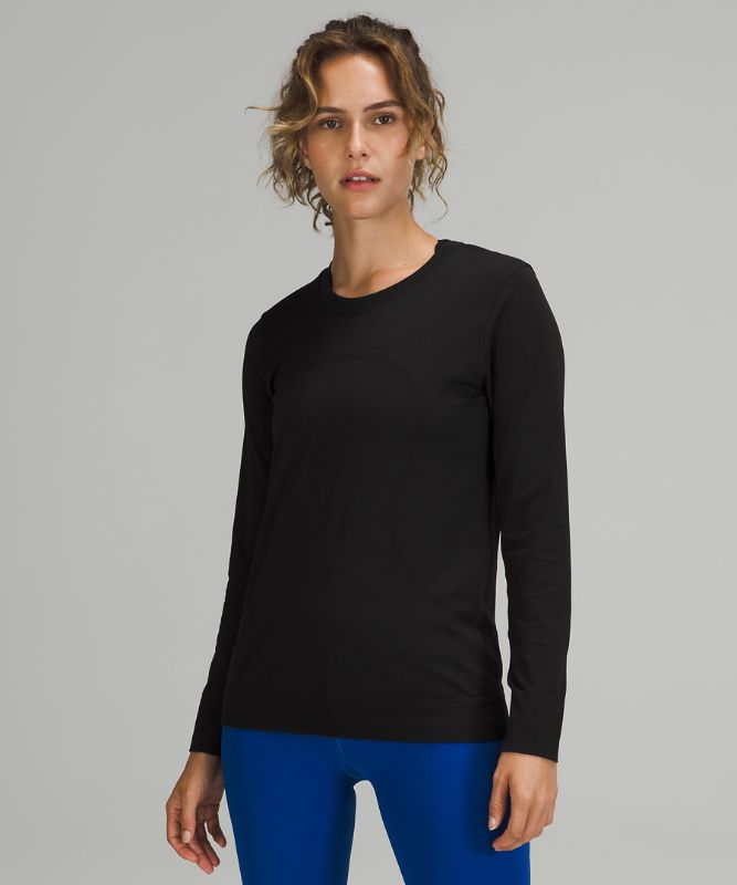 Tops Lululemon Swiftly Relaxed Long Sleeve Mujer Negros Negros | 81094-WUJE