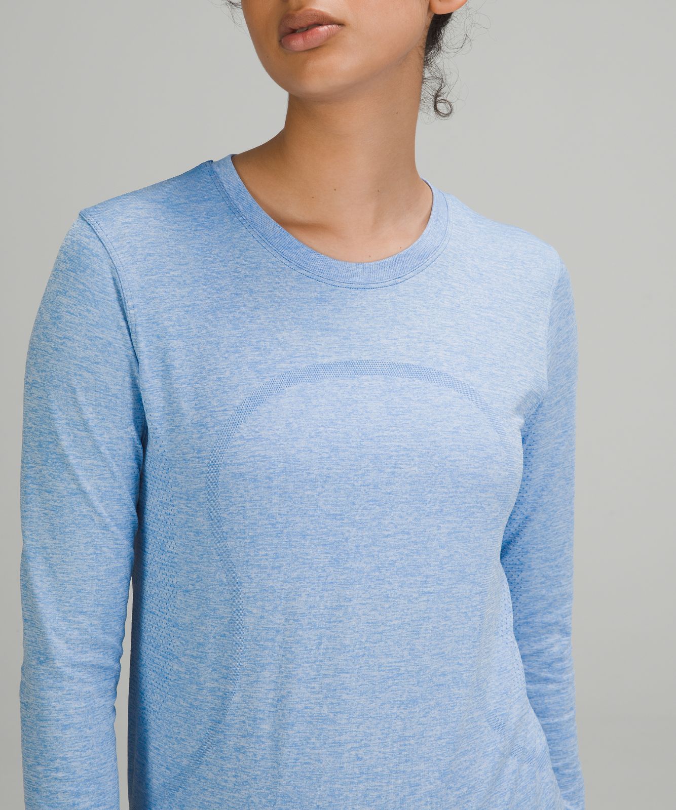 Tops Lululemon Swiftly Relaxed Long Sleeve Mujer Azules Blancos | 91674-FCUS