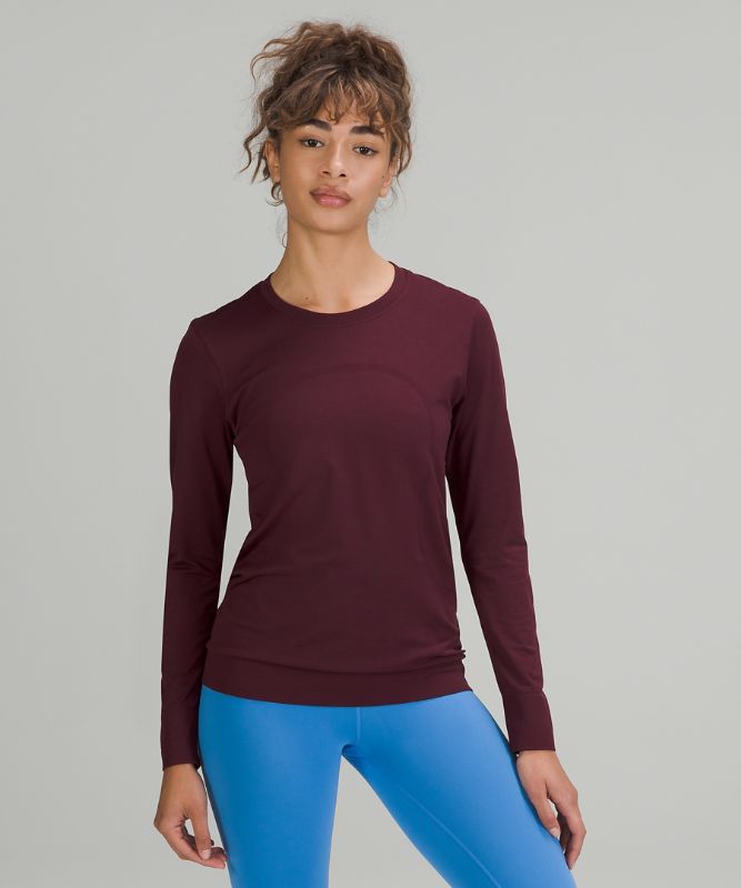 Tops Lululemon Swiftly Relaxed Long Sleeve Mujer Cassis / Cassis | 98702-WXHF