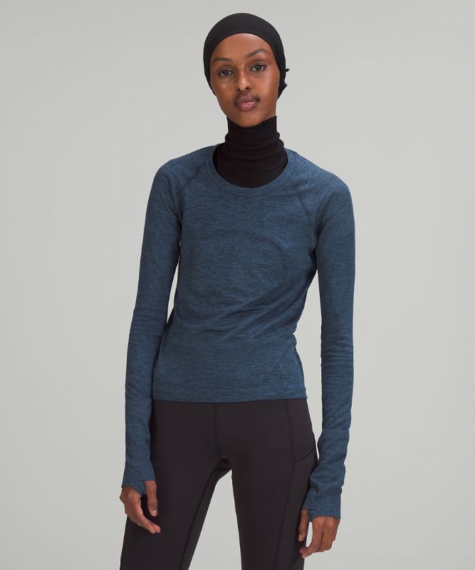 Tops Lululemon Swiftly Tech LS 2.0 Race Mujer Azul Marino Azules | 80937-NKDQ