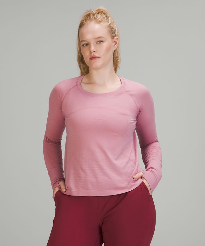 Tops Lululemon Swiftly Tech LS 2.0 Race Mujer Rosas Grises Marrom Rosas Grises Marrom | 13892-NMZX