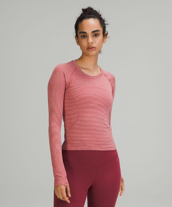 Tops Lululemon Swiftly Tech LS 2.0 Race Mujer Rosas Rosas Blancos Rojos | 01827-EAZF