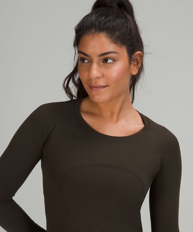 Tops Lululemon Swiftly Tech Long Sleeve 2.0 Mujer Verde Oliva Oscuro Verde Oliva Oscuro | 05874-NRXD