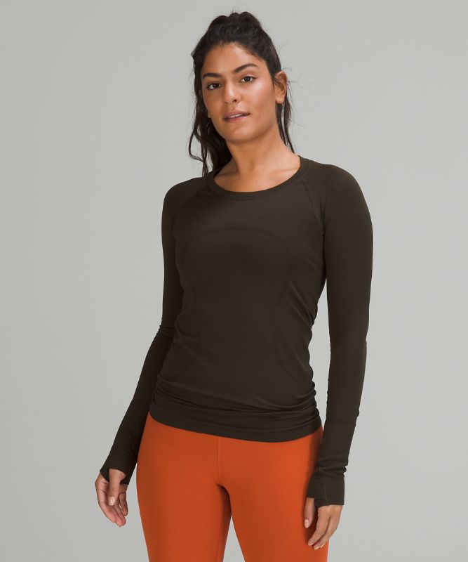 Tops Lululemon Swiftly Tech Long Sleeve 2.0 Mujer Verde Oliva Oscuro Verde Oliva Oscuro | 05874-NRXD