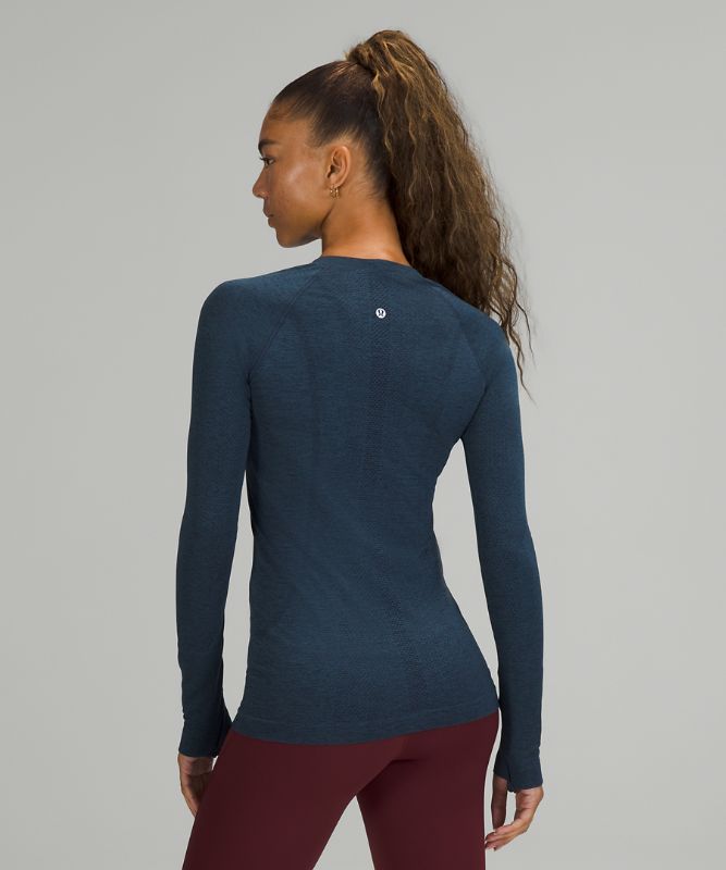 Tops Lululemon Swiftly Tech Long Sleeve 2.0 Mujer Azul Marino Azules | 05872-VBQC