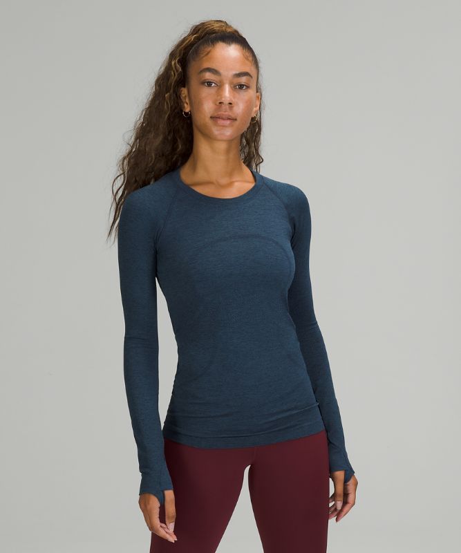 Tops Lululemon Swiftly Tech Long Sleeve 2.0 Mujer Azul Marino Azules | 05872-VBQC