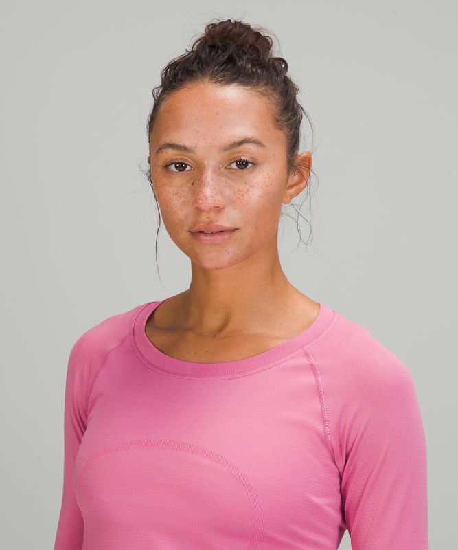 Tops Lululemon Swiftly Tech Long Sleeve 2.0 Mujer Rosas Rosas | 08745-XEMN