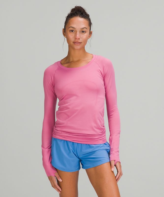 Tops Lululemon Swiftly Tech Long Sleeve 2.0 Mujer Rosas Rosas | 08745-XEMN