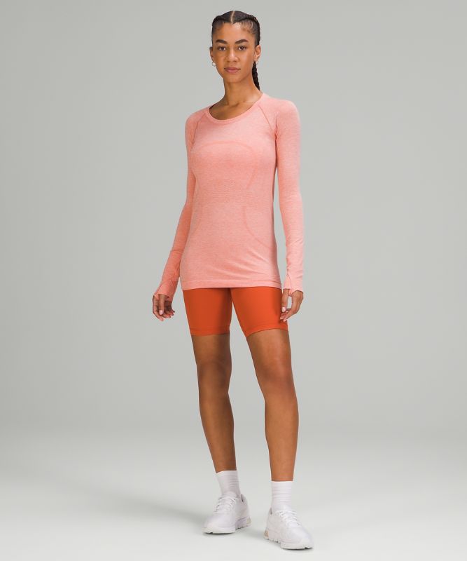 Tops Lululemon Swiftly Tech Long Sleeve 2.0 Mujer Rosas Rosas Blancos | 64128-JISK