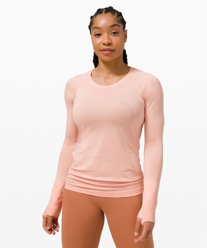 Tops Lululemon Swiftly Tech Long Sleeve 2.0 Mujer Rosas Blancos Rosas Blancos | 97342-GUJR