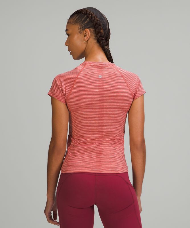 Tops Lululemon Swiftly Tech SS 2.0 Race Mujer Rosas Rosas Blancos Rojos | 15623-QLIP