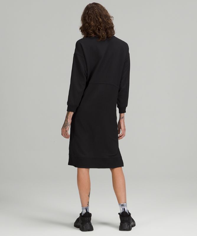 Vestido Lululemon Modal Fleece Funnel-Neck Dress Mujer Negros | 45163-GLBA