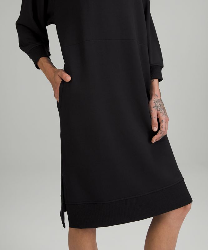 Vestido Lululemon Modal Fleece Funnel-Neck Dress Mujer Negros | 45163-GLBA