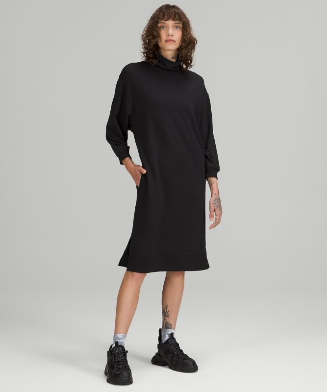 Vestido Lululemon Modal Fleece Funnel-Neck Dress Mujer Negros | 45163-GLBA