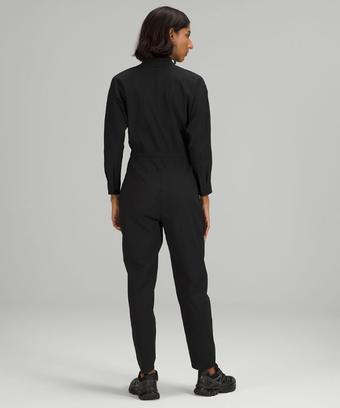 Vestido Lululemon lululemon lab Woven Long Sleeve Jumpsuit Mujer Negros | 69470-WOGT